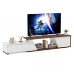 Verano Garden Extendable TV Stand with Led Lights, Wood TV Media Console with 2 Drawers & 1 Cabinet, Modern Entertainment Center Up to 90 Inch TV for Living Room Bedroom, 63" - 90.6" (White & Walnut) - color: White & Walnut