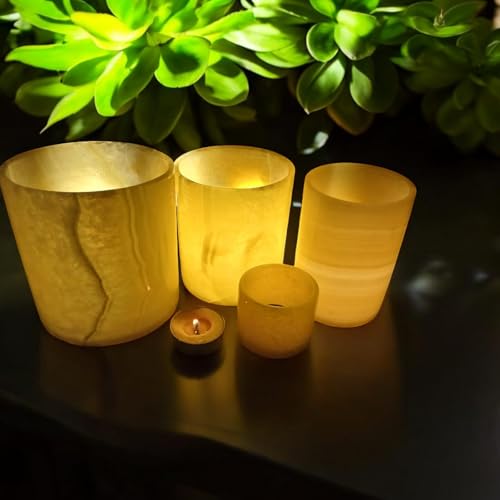 Alabaster Candle Holder Egyptian Handmade – Luxurious Tealight Holder with Soft Glow – Natural Stone for Home, Spa & Meditation – Décor Piece, Relaxing Ambience Multiple Sizes.(Small) - size: Small