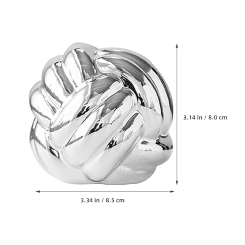 Cabilock Ceramic Statue Silver Knot Statue Decor Ceramic Thread Knot Link Figurine Geometric Sphere Modern Art Sculpture Table Decoration Accents for Home Office Office Decor, 8.50X8.00X8.00CM - color: Silver