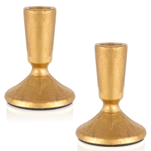 2 Pcs Candle Sticks Holder Decor, Vintage Gold Candle Holders, Modern Decorative Tapered Candlestick Holders Centerpiece for Dining Table Centerpiece, Wedding, Party Decor