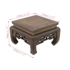 Wooden Display Stand Base 4.72" x 4.72" Wood Carved Craft Pedestal Traditional Wooden Base Oriental Antique Display Riser Square Pedestal Stands for Vase Crystal Ball Teapot Stone Flower Pot - size: Square, 4.72" x 4.72"