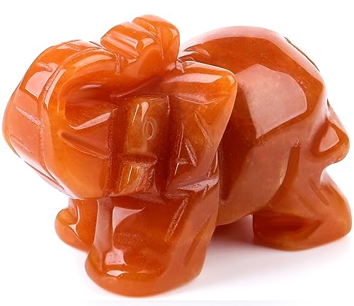 QINJIEJIE Red Aventurine Crystals Elephant Decor Cute Desk Stones Polished Figurine Natural Gemstones Luck Decoration Home Room Office Pocket Hippie Statue Meditation Spiritual Gift for Women - color: Red Aventurine