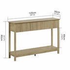 Treocho 47" Fluted Console Table with 3 Drawers, Narrow Long Entryway Table with Storage and Shelf, 2-Tier Sofa Table Behind Couch Accent Tables for Entrance Foyer, Hallway, Living Room, Oak - color: Natural