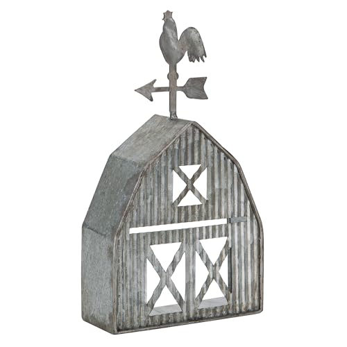 Barn Shaped Tea Light Candle Holder Farmhouse Galvanized Metal Candle Holder Vintage Decorative Tealight Holder for Table Centerpiece Decoration - 5.24" x 1.97" x 9.25" - size: Barn