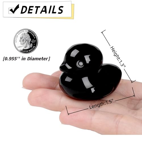 QINJIEJIE Black Obsidian Duck Decor Funny Ducks Crystals Figurine Healing Crystal Cute Animal Statue Decor Duck Gifts Black Desk Office Lucky Decoration Gifts for Him Stocking Stuffers - color: Black Obsidian
