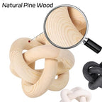 3 Link Hand Carved Wood Knot, Wood Chain Link Decor, Rustic Decorative Objects for Home, Living Room, Bedroom, Coffee Table, Modern Farmhouse Shelf Decor (White)