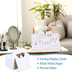 Blulu 31 Pack Wooden Earring Display Stand 7 Slots jewelry Display Holder with Earring Card for Selling Vendors Retail Show - color: Wash White, White
