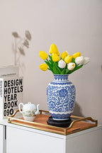Blue Vase, Chinoiserie Vase, Ginger Jar Vase for Home Decor, Blue and White Porcelain Decor,9 "H - size: BlueA 9"H