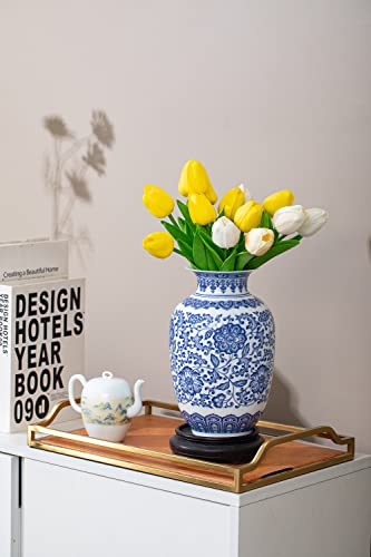 Blue Vase, Chinoiserie Vase, Ginger Jar Vase for Home Decor, Blue and White Porcelain Decor,9 "H - size: BlueA 9"H