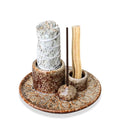 Palo Santo Sticks Holder, Multi-Purpose Handmade Ceramic Incense Burner for Palo Santo Incense Sticks, Sage Holder for Burning, Ash Catcher Tray for Meditation Yoga Room-Brown White - color: Brown White