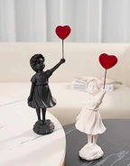 Flying Balloon Girl Statue,Resin Figure Sculpture Crafts Ornament Modern Art Sculptures for Home Decor,Anti-war Theme - style: Modern-1balloon