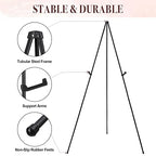 Easel Stand for Wedding Sign & Poster 63'' Easels for Display Portable Art Easel for Floor Adjustable Metal Easel Black - style: Black