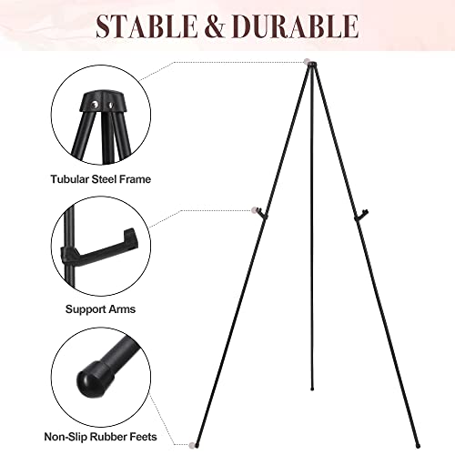 Easel Stand for Wedding Sign & Poster 63'' Easels for Display Portable Art Easel for Floor Adjustable Metal Easel Black 3 Pack - style: Black 3 Pack