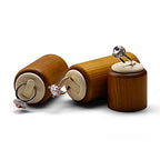 Solid Wood Ring Display Stand 3 Piece Cylindrical Microfiber Ring Holder Wooden Jewelry Display Holders Showcase Display (White) - color: Beige