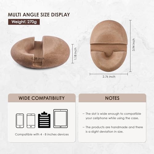 Artificial Stone Cell Phone Stand for Desk Handcraft Pebble Shape Minimalist Decor for Desk Kitchen Counter Office Easy of Use Sturdy and Stable(Brown Granite Rock Style) - style: brown granite stone