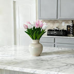 20pcs White and Pink PU Faux Tulips Flowers 13 Inch Fake Flowers Mother's Day Easter Valentine’S Day Gifts in Home Kitchen Wedding Dining Table Decoration - color: White and Pink