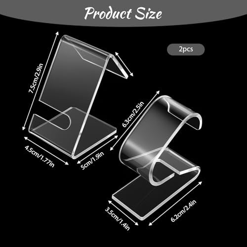 Thinp 2 Pcs Clear Watch Display Stand, 2 Sizes Single Watch Stands Acrylic Watches Holder Stand for Men Bracelet Display Stands for Women Mens
