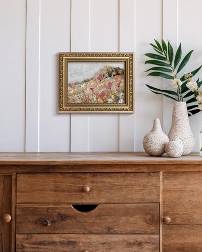 VIYYIEA Gold Framed Wall Art, Flowers Bloom Canvas Print Home Decor Vintage Art Painting Picture Bathroom Wall Decor, Flowers Artwork for Living Room Bedroom Kitchen Office - 10L x 8W - color: Blossom, size: 10"L x 8"W