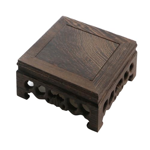 Wooden Display Stand Base 5.43" x 5.43" Square Wood Carved Pedestal Oriental Style Home Decoration for Vase, Flower Pots, Teapot, Table Lamp, Fishbowl - style: Square