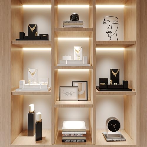 Oirlv Solid Wood Minimalism Style Jewelry Display Stand Showcase Jewelry Organizer Square Holder(SM05203) - color: SM05203