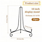 10 Packs Iron Display Stand, 10" Premium Black Iron Plate Stands Picture Stand Photo Stand for Display, Foldable Easel Stand Decorative Metal Plate Holders Display Stand for Frame Book Card Collection