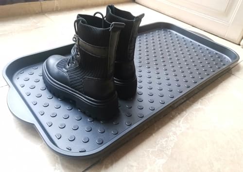Boot Tray for Entryway,Hard Plastic Boot Mat,Shoe Tray,Shoe Mat for Indoor and Outdoor Use (Black dot (Hard Plastic), 29.5X14.9 inch) - color: Black Dot (Hard Plastic), size: 29" x 14" x 1.2"