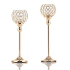 VINCIGANT Gold Crystal Candle Holders Set of 2,Pillar Candlesticks for Table Centerpieces, Valentine's Day Home Decor Wedding Party Housewarming Gift - size: 2 pcs 13" & 15" Tall