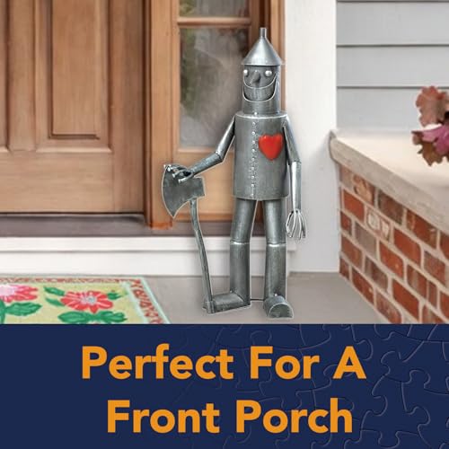 Bits and Pieces Tin Woodsman Tin Man Metal Garden Statue - Whimsical Metal Yard Art Sculptures Tinman Figure - Weather Resistant Sculptures for Porch Patio Yard - 30" Tall Lawn Statues
