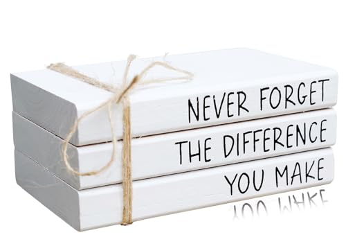 RUKEJUNE Farmhouse Wooden Office Desk Decor - Cute Decorative Books for Shelf Decoration - Inspirational Gifts for Women Men - Never Forget The Difference You Make Sign - color: Never Forget The Difference
