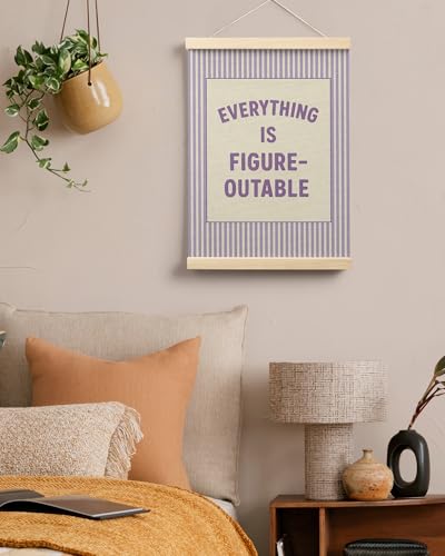 FGFK Everything Is Figureoutable Positive Affirmations Wall Art Poster Hanger Frame, Retro Purple Inspirational Canvas Prints Framed Wall Decor for Office Classroom Home Bedroom, 12x16 Inch - color: Retro Purple