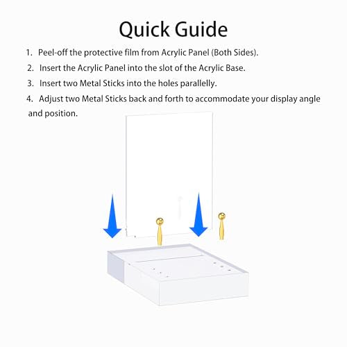 Acrylic Easel Display Stand with Adjustable Gold-Toned Hardware for Pictures, Crystal Clear Acrylic Stand with Floating Appearance for Cookbook, Invitation and Plates