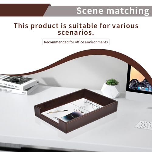 PU Leather Letter Tray - Load Documents Trays Front for Office Desktop Organizer - Desk Magazine, File, A4 Paper Holder - Paper Document File Holder Drak Brown (Drak Brown, A4-Tray) - color: Drak Brown