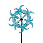 87" Wind Spinner Outdoor with Solar Light, Large Metal Wind Sculptures Spinners, Windmill for Garden Yard Patio Lawn Decor - Azure Moon (23" W x 87" H) - size: Azure Moon