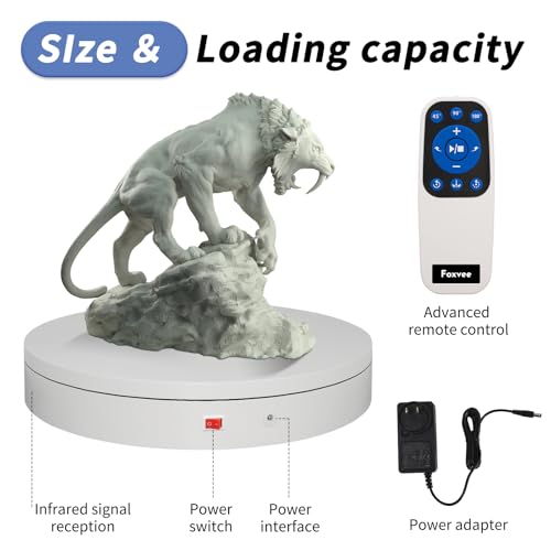 Remote-Controlled Motorized Turntable,Heavy Duty Motorized Rotating Display Stand,Speed-Adjustable Rotating Platform,Multi-Mode Photography Turntable for 3D Scan,Showcase(15.8in/White) - size: 15.8inch/White/500Lbs Load