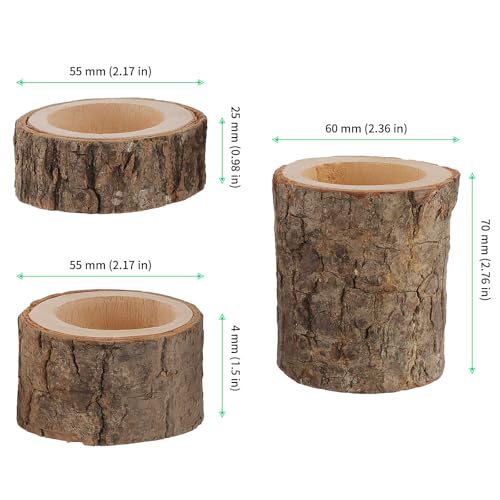FUNSUEI 18 PCS Wooden Tea Light Candle Holders, Rustic Wood Votive Log Candle Holders, Rustic Wood Votive Candle Holder for Table Decoration, 3 Sizes