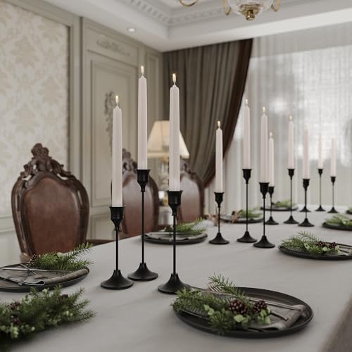 NLBTW Taper Candle Holders Bulk, Set of 24 Black Vintage Candle Sticks Holder Decor Home Decor Centerpieces for Table Festive Wedding Decorations - color: Black, size: 8 sets (24 pcs)