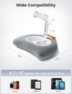 Lamicall Tablet Pillow Holder Kindle Stand - [360° Adjustable Arm][Snack Bowl] iPad Lap Holder, Kindle Accessories for Reading in Bed, iPad Stand with Bowl for 4.7-13" Tablet, E-Reader, iPhone - color: Gray