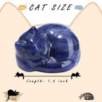 LAIDANLA Sodalite Cat Healing Crystals Figurine Sleeping Cat Hand Carved Cute Statue Polished Stone Sculpture Reiki Office Room Bedroom Desk Home Decoration Gifts 1.6" - color: O-sodalite