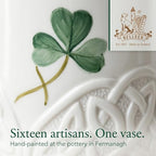 Belleek Durrow 4 Inch Shamrock Vase - Handcrafted Fine Parian China Irish Decor - White Flower Vase, 2" D x 4" H
