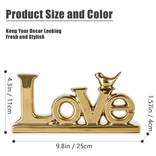 Love Sign Decoration - Gold Bird Sculpture Personalized Love Decor for Home, Living Room, Bedroom, Desktop & Cabinets - color: Gold, style: Love