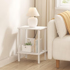 TUTOTAK End Table, Side Table, Nightstand, 2-Tier Storage Shelf, Sofa Side Table for Small Space, Living Room, Bed Room V1TB01BW034 - color: Pure White