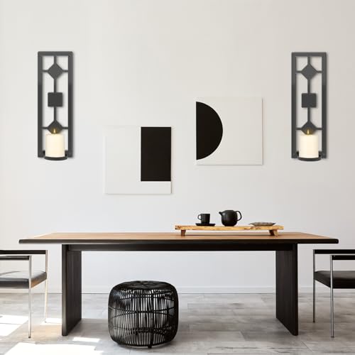OYEFLY DIY 2 Pcs Wall Sconce Candle Holder,Metal Wall Art (Black)