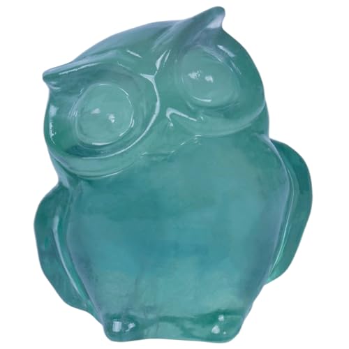 2 Inch Owl Figurine Handcrafted,Fluorite Healing Crystal Animal Sculpture,Home Decor Unique Gift for Collectors,Crystal Artwork Nature Lovers Birthday Anniversary Present Spiritual Gift - color: Fluorite Owl