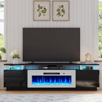 AMERLIFE Fireplace TV Stand with 40" Fireplace, 80" Modern Fireplace Entertainment Center LED Lights, 2 Tier TV Console Cabinet for TVs Up to 90", Black & White - color: Black & White, size: 80"