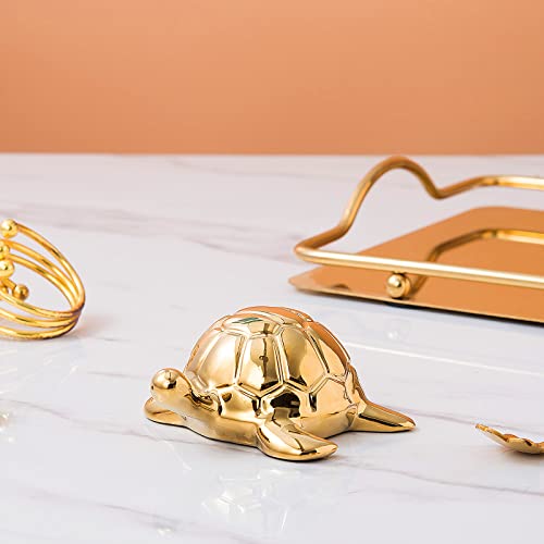 Golden Turtle Statue, Ceramic Turtle Ornament for Home Decor - Gold Tabletop Decoration, Collectible Decor for Elderly, Turtle Sculpture for Bookshelf, Desk, Nightstand - color: A--b-gold