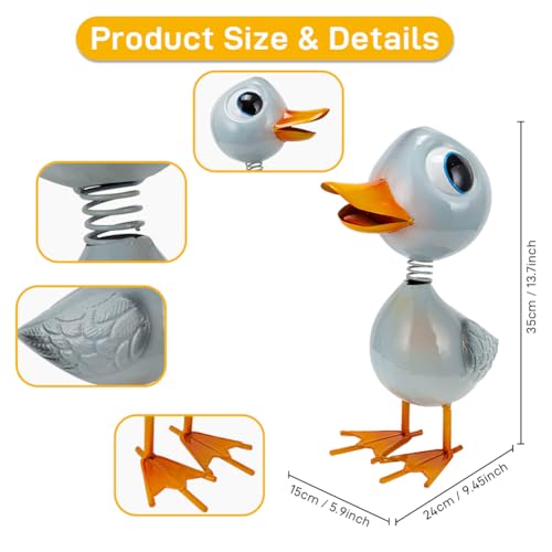 Metal Garden Statue Decor,White Duck Garden Sculptures for Outdoor,Garden Yard Art Lawn Ornaments for Backyard Patio Decoration - color: White Duck