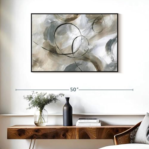 ElephantStock Allegro Wall Art - Horizontal Framed Canvas - 1-Piece Living Room Wall Decor - Painting Abstract Canvas Print - Gray and Brown Decor for Wall by Nan - 37" X 25" - color: Allegro Wall Art Canvas Floating Frame Single Piece, size: 36"L x 24"W
