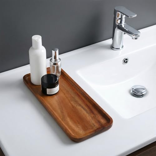 Nogeqi 1 Pack Wood Serving Tray Platter, Rectangle Small Wooden Tray for Food, Solid Acacia Small Charcuterie Boards for Dessert Snack Cheese Appetizers for Home Decor and Parties (11.42x4.13 Inches)