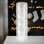 WGVI Hurricane Candle Holder Sleeve, W: 4", Ht: 16", Silver Speckled Glass Cylinder Open Both Ends, Chimney Tube Shade, 1 Piece - size: 4x16"H