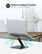 RIWUCT Foldable Laptop Stand, Height Adjustable Ergonomic Computer Stand for Desk, Aluminum Portable Laptop Riser Holder Notebook Mount Compatible with MacBook Pro Air, HP, Dell 10-16"(Black) - color: Matte Black